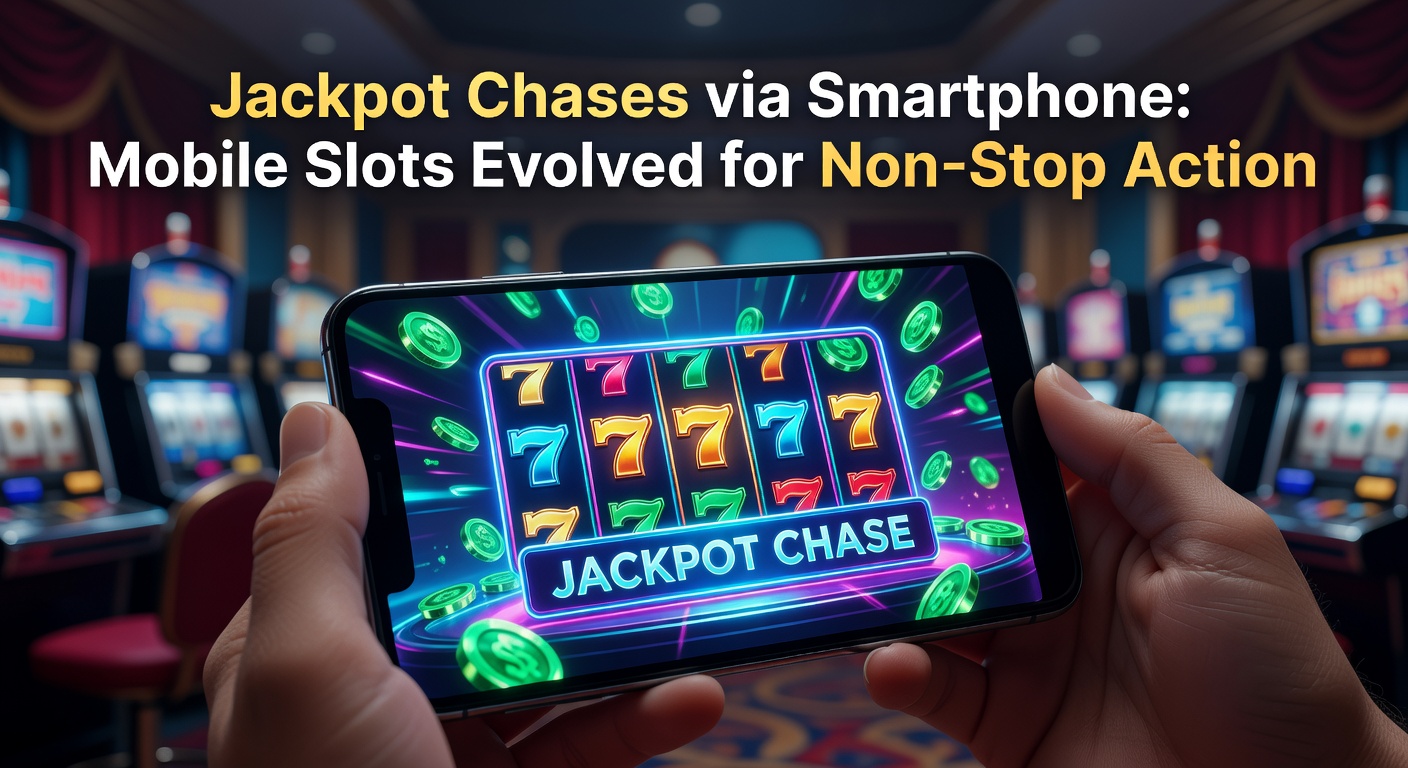 Smartphone mit leuchtendem Slot-Jackpot-Symbol auf dem Bildschirm, umgeben von dynamischen Animationen und Münzen, die herausfliegen